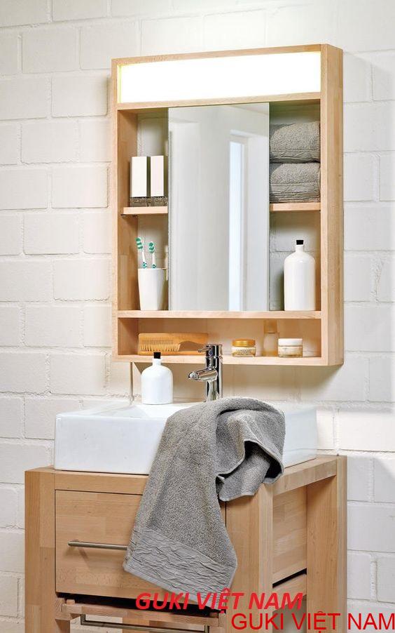 Tủ gương nhà tắm bằng gỗ Nhựa cao cấp - M11