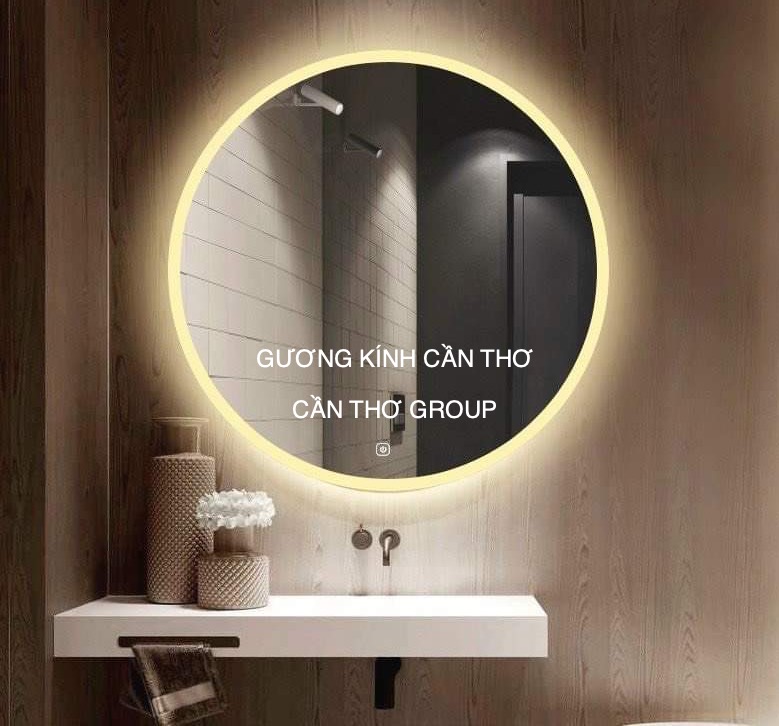 Gương tròn treo nhà tắm có gắn đèn led Cần Thơ
